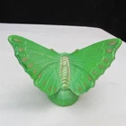 Fenton Chameleon Green Gold Hand Painted Butterfly 2008 W439