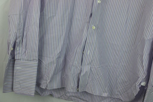 Luigi Borrelli Napoli Dress Shirt 16.5 x 42 Purple Blue Designer - Picture 5 of 13