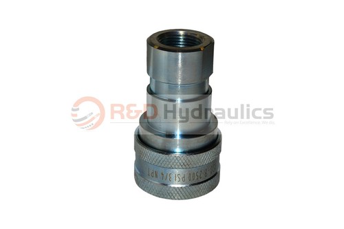 Hydraulic Quick Coupler | ISO 7241-1 B | 3/4" NPT | Complete Set W/ Cap & Plug - Picture 3 of 6