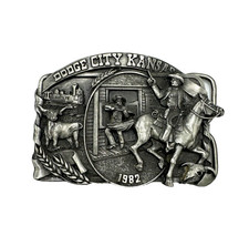 Vintage 1982 Dodge City Kansas 3D Train Metal Belt Buckle Siskiyou 285/800