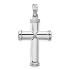 14k White Gold Polished Stamping Cross Pendant 2.05g L-43.97mm W-24.8mm