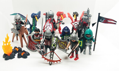 PLAYMOBIL DRRACHEN  RITTERN MIT SCHILDEN, SCHWERTERN  PFERDE konvolut