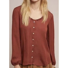 Anthropologie Dolan Left Coast Marilyn Blouse Burnt Orange Women's XS