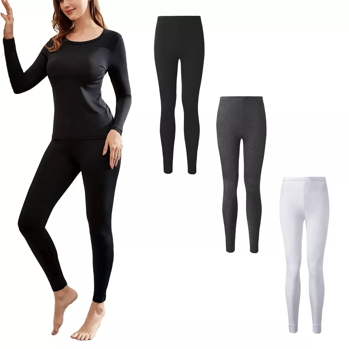 Ladies Long Jane Winter Warm Thermal Underwear Womens Brushed Long Johns  S-XXL