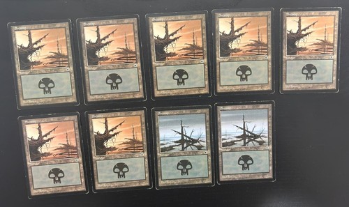 MTG 9X PORTAL SWAMP HEAVY PLAYED MAGIC THE GATHERING BASIC LAND COMMON CARDS - Picture 3 of 6