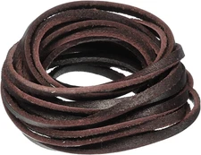 3.3 Yards 4Mm Vintage Flat Leather Cord, Leather Strips for DIY Crafts Coffee