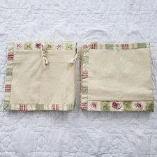 Waverly Euro Pillow Shams (2) Pillow Cover 26X26 Floral Striped Beige Wine Green