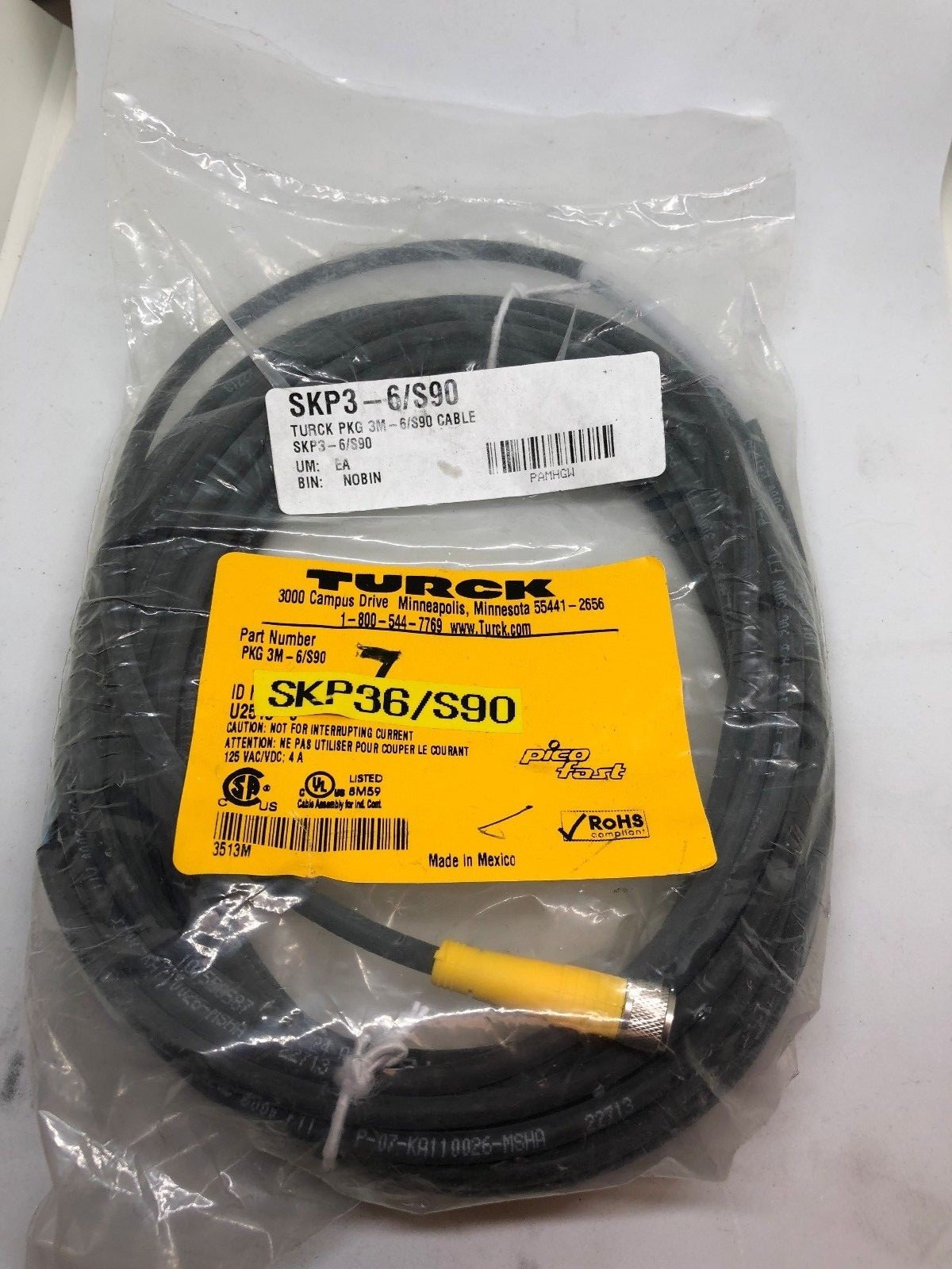 TURCK PKG 3M -6/S90 U2515-6 CORDSET