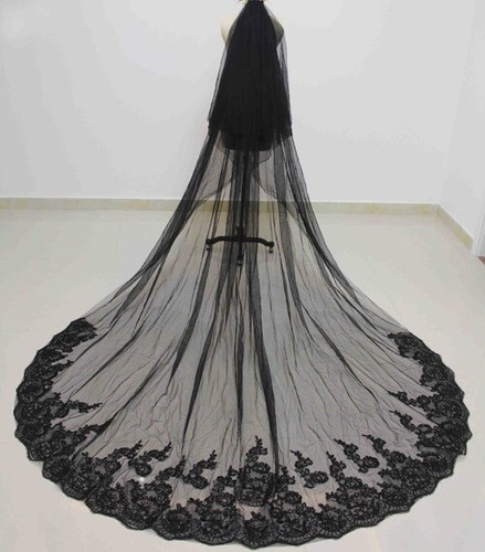 Two Layers Sequins Lace Edge 3 Meters Wedding Veil with Comb 2T Bridal Mariage - Bild 6 von 8