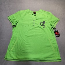 NWT Ecko Red Scrub Top Womans XL Green Short Sleeve Pocket Graphic Medical