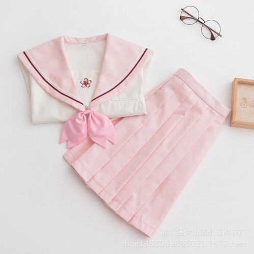 Japanese Pink JK Sailor Uniform School Suit Outfit Dress Cosplay Costume Skirts - Picture 2 of 12