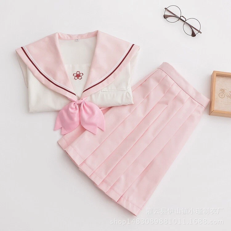 Japonés Rosa JK Marinero Uniforme Traje Escolar Conjunto Vestido Juegos con disfraces Disfraz Faldas Foto 2 de 4