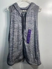 active life womens gray heather sleeveless zip up hooded vest size XXL 2XL