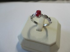 Single Stone Real Red Ruby ring new style double tear band 925 silver size 7