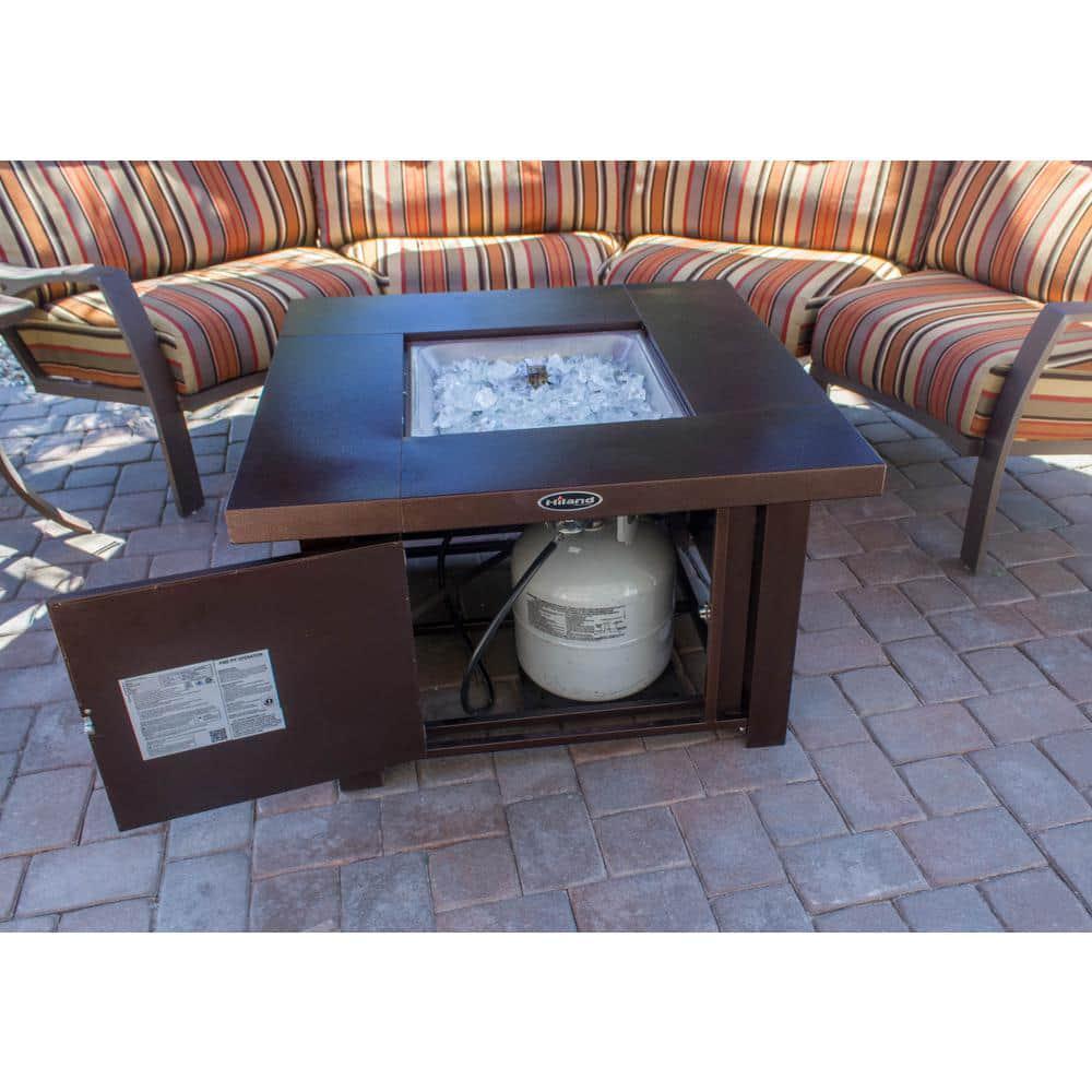 AZ Patio Heaters Propane Fire Pit Table 38" Square Steel Powder Coated Bronze