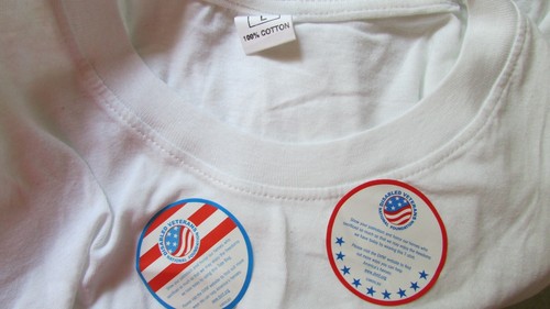 New Adult L White Short Sleeve Graphic Land of Free Home of the Brave T-Shirt - Picture 4 of 4