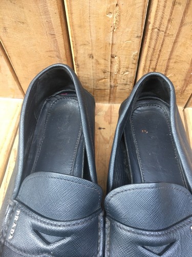 Prada Classic Moccasins Men's Navy Blue driving Leather Loafers UK 8.5 USA 9.5 - 第 16/23 張圖片