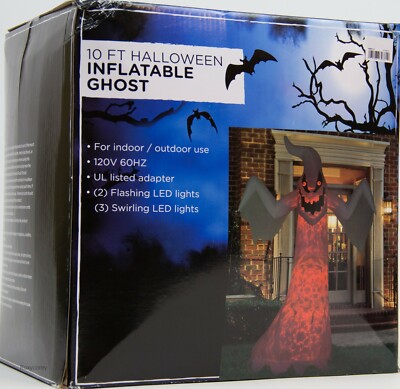 Halloween 10 ft Tall White Ghost Lighted Yard Airblown Inflatable | eBay