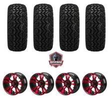 12" Warlock Red & Black Golf Cart Wheels on Tires Combo (20x10-12) Set of 4