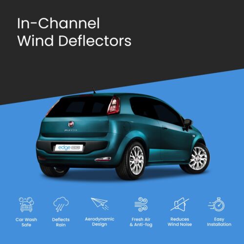 FIAT Grande Punto/EVO 2006-Up 3 Door Hatchback Wind Deflectors 2pc Tinted - Picture 3 of 10