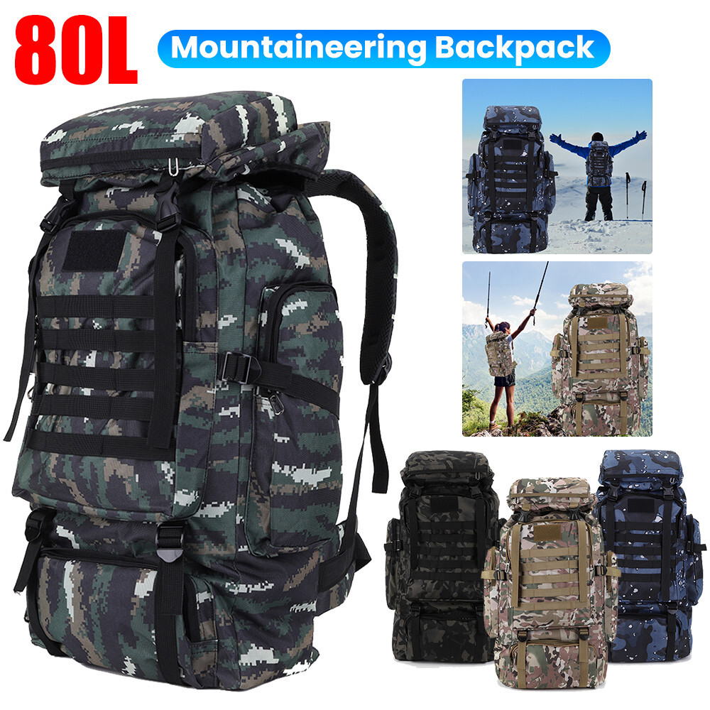 80L Comfort Breathable Camouflage Backpack Waterproof Wear-resistant Climbing Ba