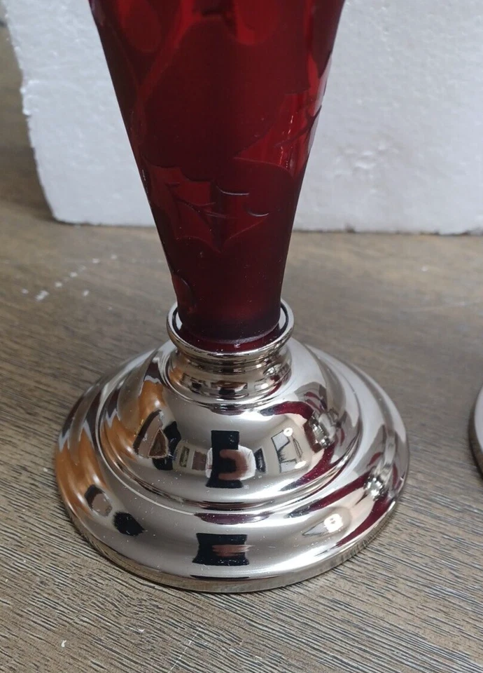 Belk Tis The Season Set de 2 Candelabros de Vidrio Rosa - ¡CON VELAS! Foto 4 de 4