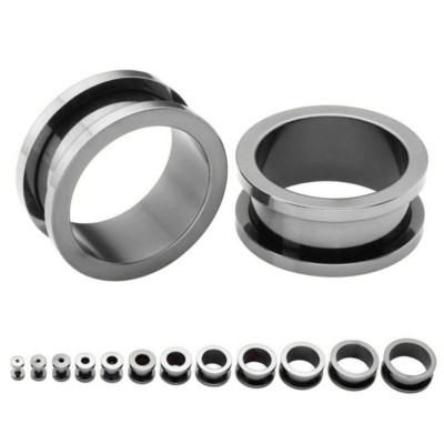 1,2MM-30MM OHR TUNNEL SILBER PIERCING PLUG SCHRAUB SILVER EDELSTAHL SCREW EAR 