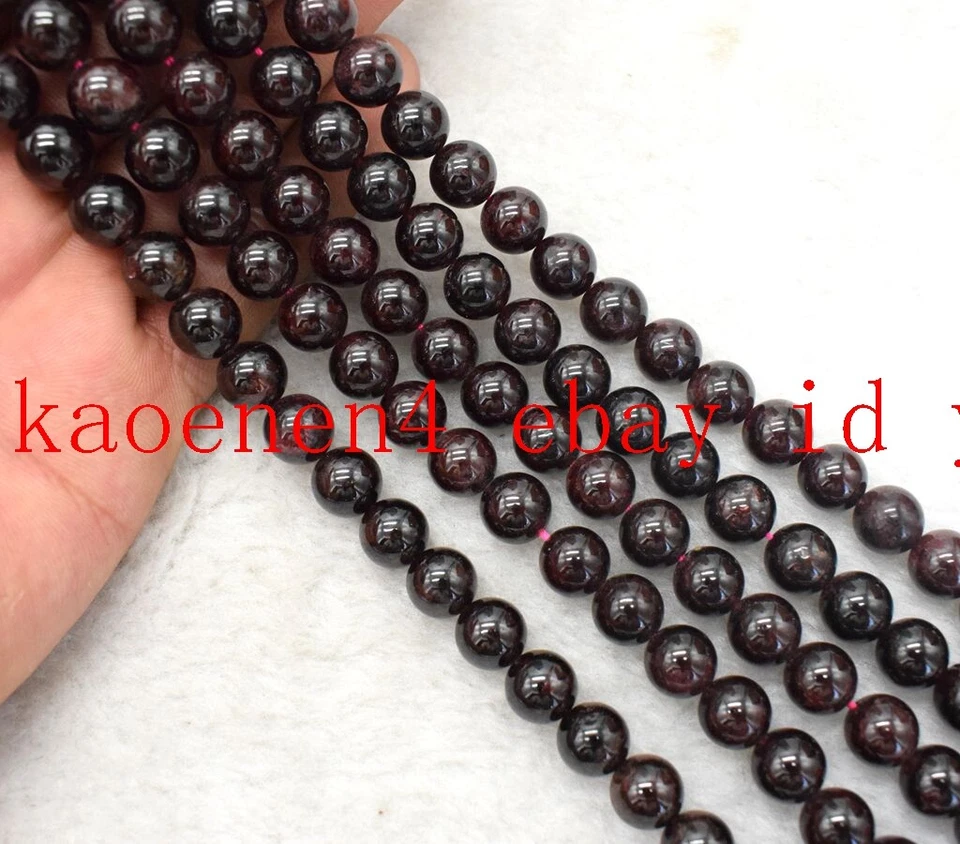 Wholesale 8/10/12mm Dark Red Garnet Round Gemstone Loose Beads 15'' AAA - Image 4 of 4