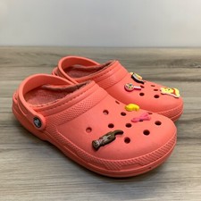Crocs Dual Comfort Womens Peach Faux Fur Lined Slip On Clogs Sandals US W 9 M 7