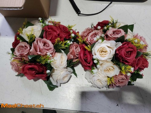 2Pcs Wedding Dining Table Flower Centerpiece Artificial Rose Red White New - 第 3/7 張圖片