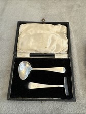 Stunning Sterling Silver Baby Christening Spoon And Pusher Set