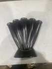 black Red Wing 416 Gladiolus Fan Vase Art Deco Large 12” t 12" w AS IS