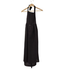Quince Women 100% European Linen Fit & Flare Midi Dress Black Basic Sleeveless L