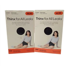 2 Pack Thinx For All Leaks Light Absorbency Hi-Waist Underwear Medium Black