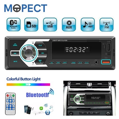 1 DIN Autoradio MP3 Player 7 Farben BT Bluetooth Freisprech TF Aux RDS FM 2*USB - Bild 1 von 4