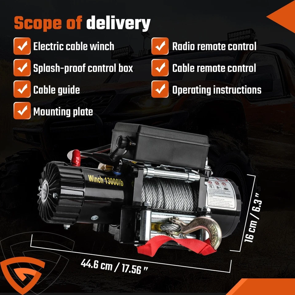 12V Electric Winch 13000LBS Steel Cable For Jeep Truck Trailer Car Winch 4WD SUV Foto 3 de 4