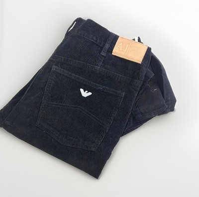 Vintage Armani Jeans J03 Series Corduroy Trousers - Black size 34 Y2K 90s
