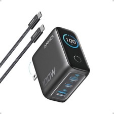 Anker Charger, 100W Max USB C Charger Block, 3Port GaN and UltraCompact Wall Ada