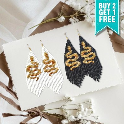 Perlen Schlangen Fransen Ohrringe: Bohemian Statement Schmuck
