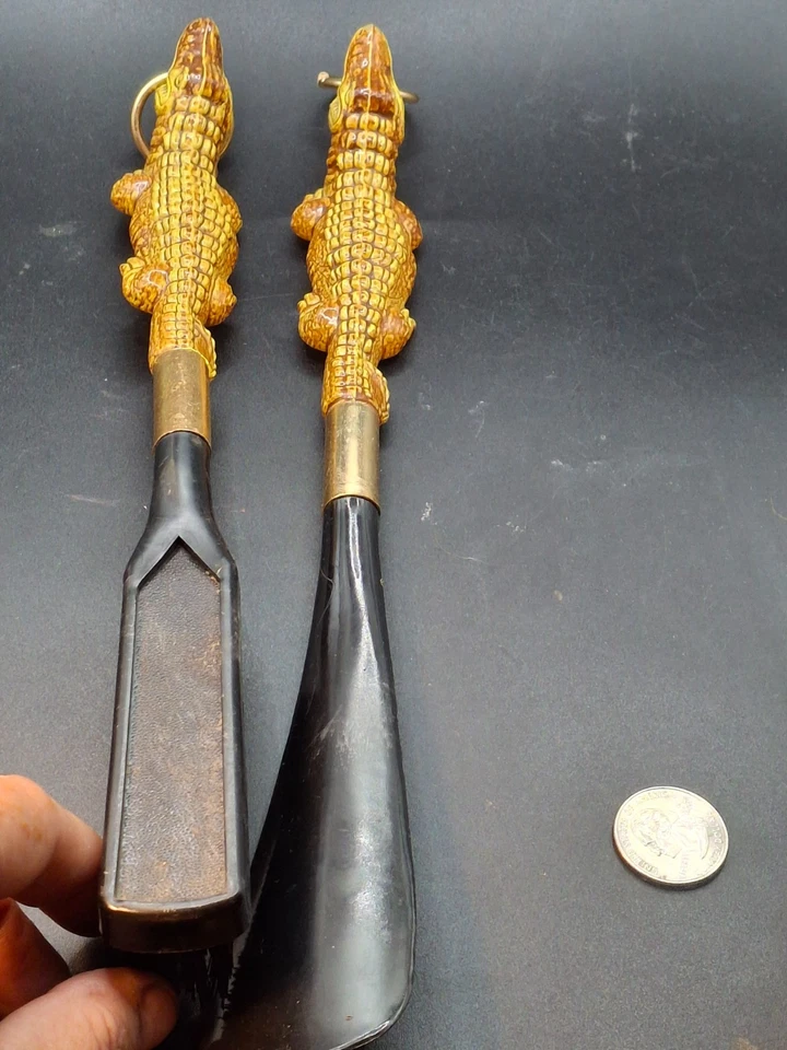 Juego de aseo de cuerno y cepillo de cocodrilo bronceado vintage muy chulo Foto 2 de 4