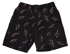Boys' Pull-On Shorts -Cat  Jack Size: L 10/12 Black-Lightning Bolt Print