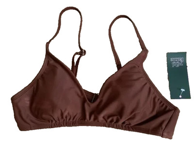 NEW Wild Fable Women's Solid Brown Bikini Top Removable Pads Size Small
