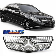 Diamant Kühlergrill Schwarz/Chrom für Mercedes E-Klasse W212 2009–2013 Stern