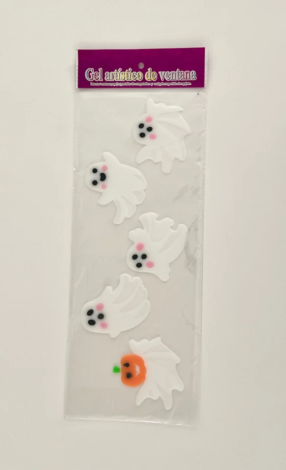 3-Pack Halloween Gel Window Clings – Ghosts & Pumpkins – Reusable Window Sticker - Image 2 of 4