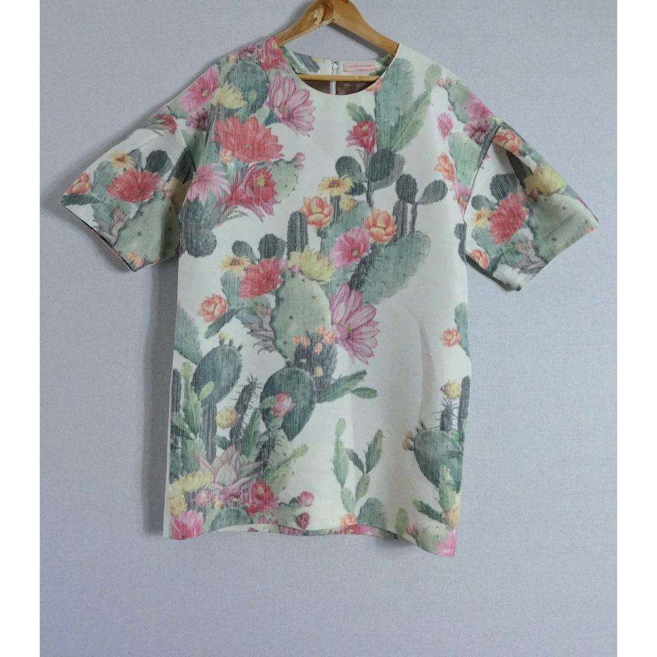 Matthew Williamson Cactus Garden Oversized Mini Dress Ecru Cotton Blend UK 12 - Image 3 of 4