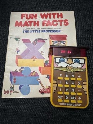 1976 Texas Instruments Little Professor Quiz Calculator - Works! With Book!!