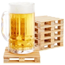 6 Pack Mini Wooden Pallet Coasters for Hot and Cold Drinks, Beverages