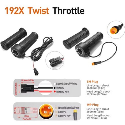 Ebike Elektrofahrrad 12V-72V 192X Full Twist Throttle Handle Gasgriff SM/WP 3pin