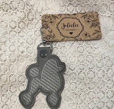 NWT Embroidered Poodle Keychain Dog Key Fob Swivel Clasp Clip Bag Purse Charm