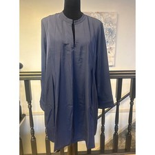 Banana Republic Navy Blue Pleated Split Neck Tunic Dress 813475-01-1 Mens M NEW